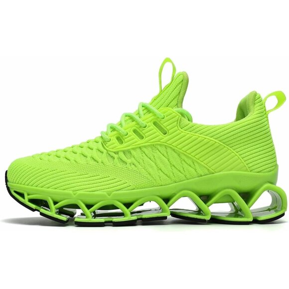 Women Fluorescent Green Walking Running Shoes Blade Sneaker Non-Slip Comfort - Picture 5 of 9